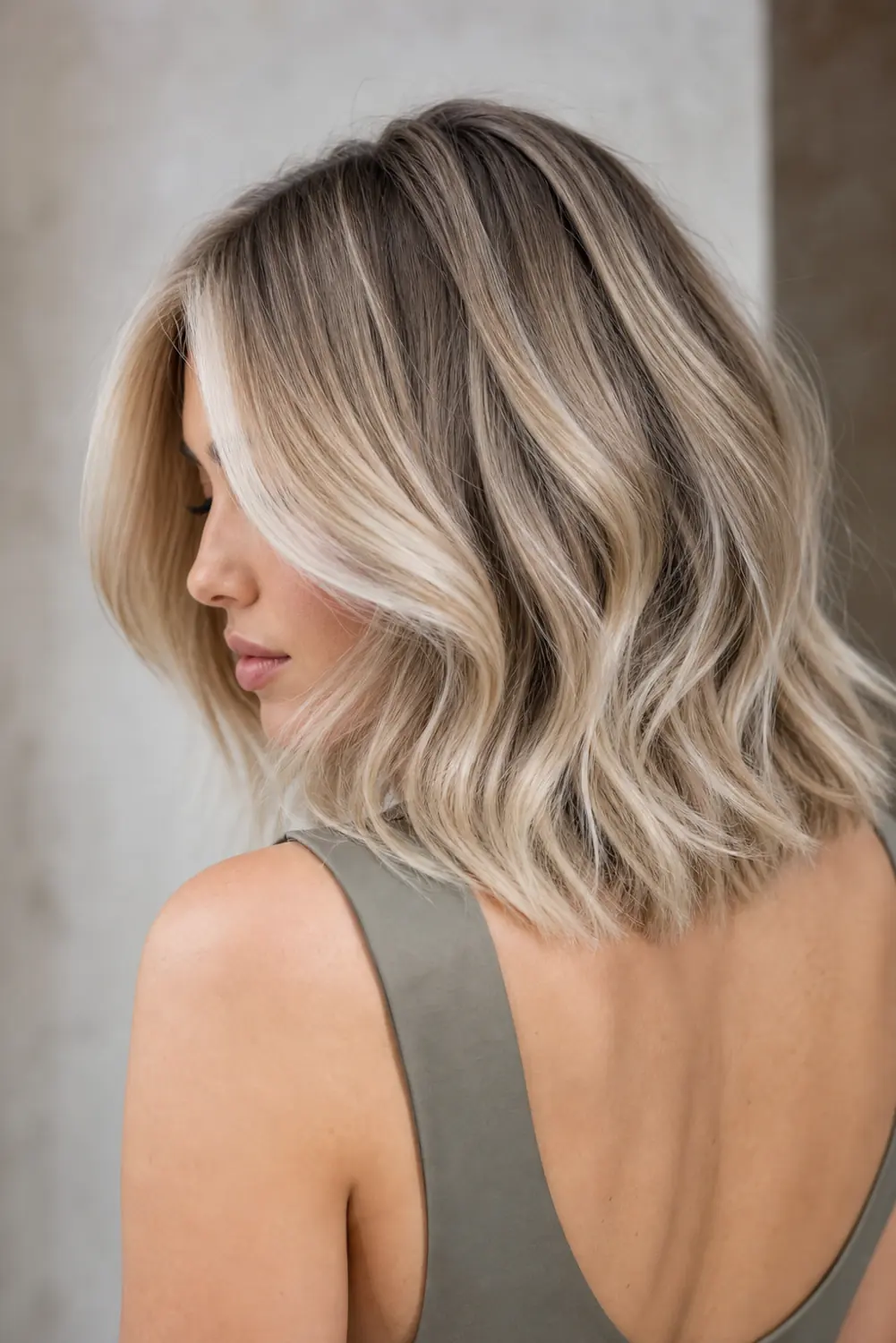 Szőke balayage frizura részlete